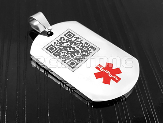 Prívesok z chirurgickej ocele s hviezdou života a QR kódom